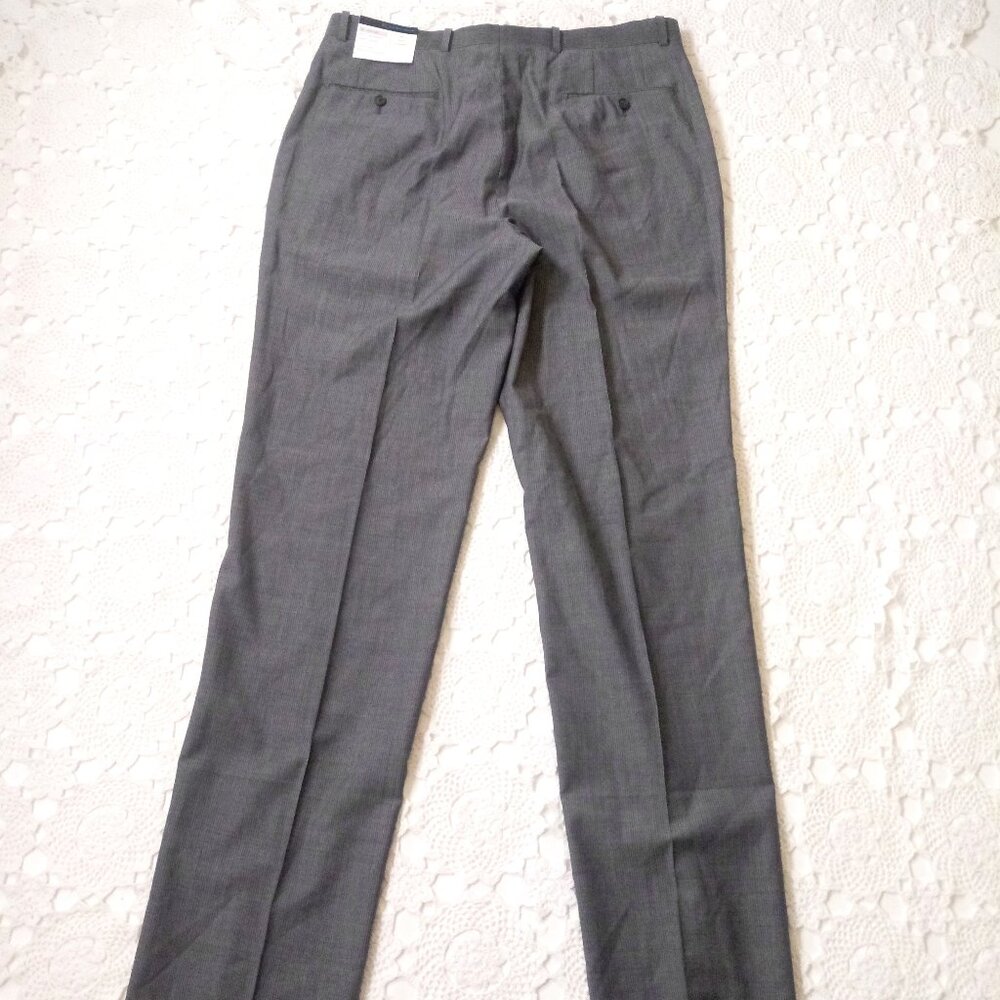 New Material London Trouser Dress Pants 100% Wool Gray Stripe size 36 Men